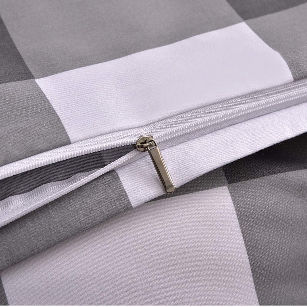 COPY Duvet Cover Set 2 Piece Grey White Buffalo Plaid - Picture 4 of 5